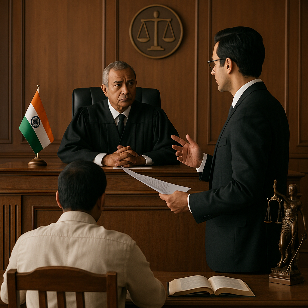 Courtroom scene depicting legal argument on seniority dispute between promotees and direct recruits in Patna High Court