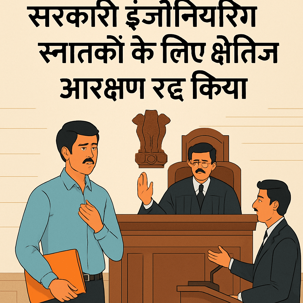 Illustration of courtroom scene in Patna High Court on horizontal reservation dispute for engineering graduates