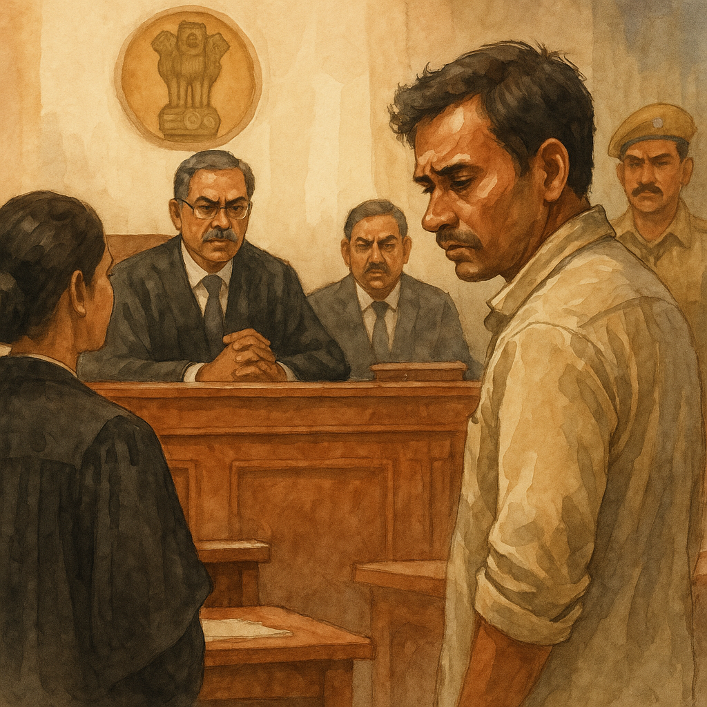 Watercolor courtroom illustration of Patna High Court restoring GST registration due to lack of proper hearing