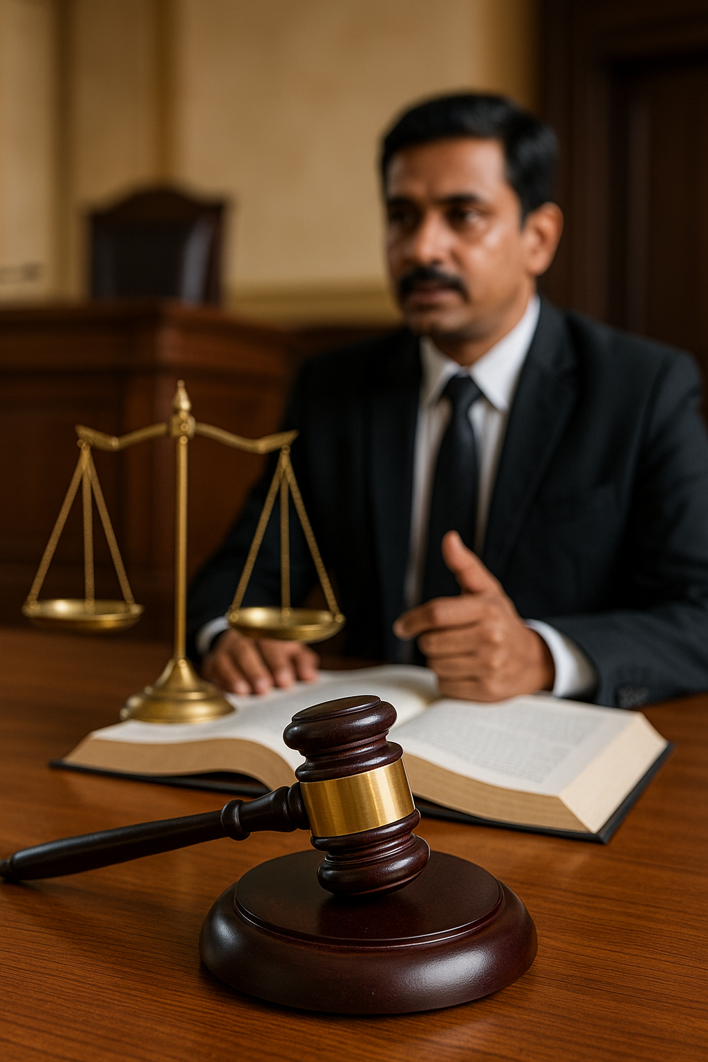 Courtroom scene with gavel and lawyer representing coal contract dispute resolved by Patna High Court