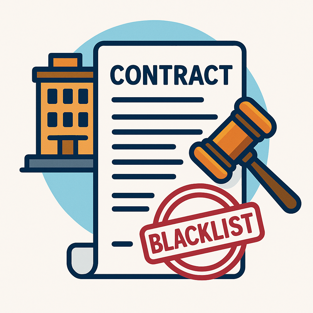 Illustration showing contractor dispute in Indian Smart City project, symbolizing court's intervention against unjust blacklisting