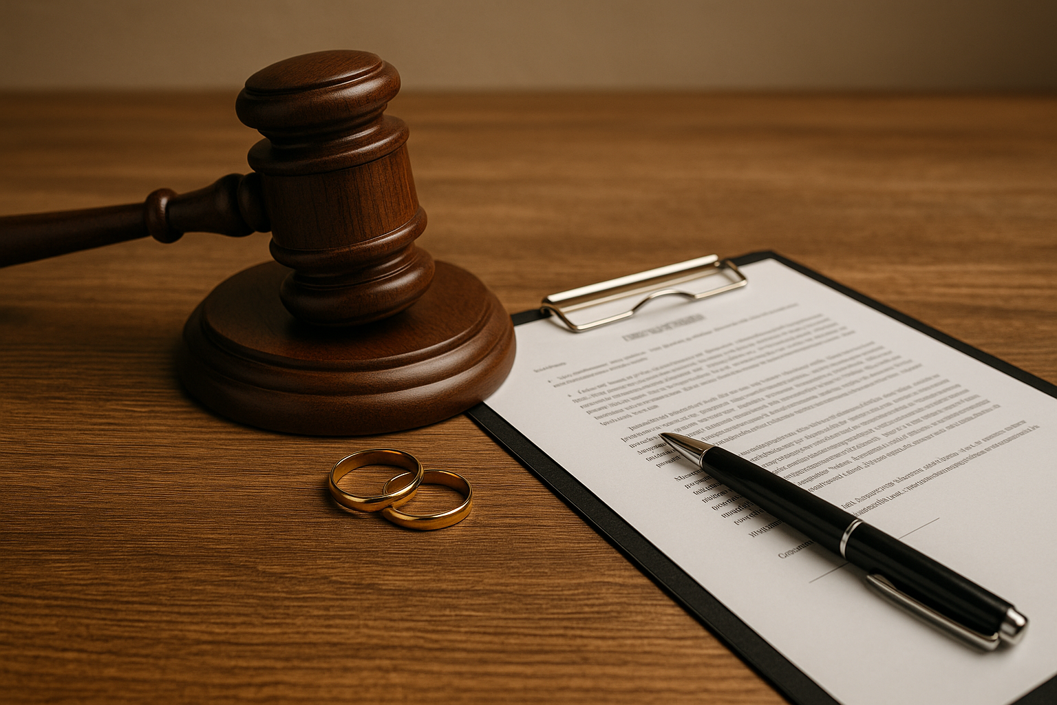 Legal desk with gavel, gold rings, and property document — symbolizing disputed land sale case decided by Patna High Court
