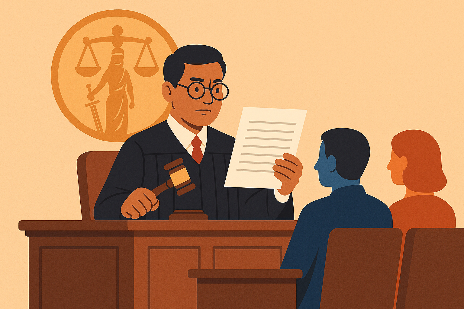 Indian courtroom illustration showing judge reviewing evidence in criminal acquittal appeal.