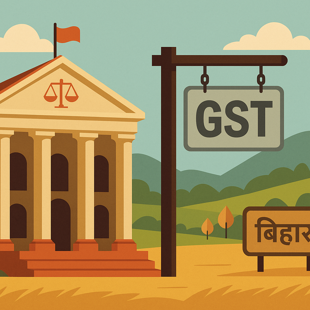 Courtroom illustration showing industrial incentive dispute and delayed government decision under Bihar Industrial Policy decided by Patna High Court