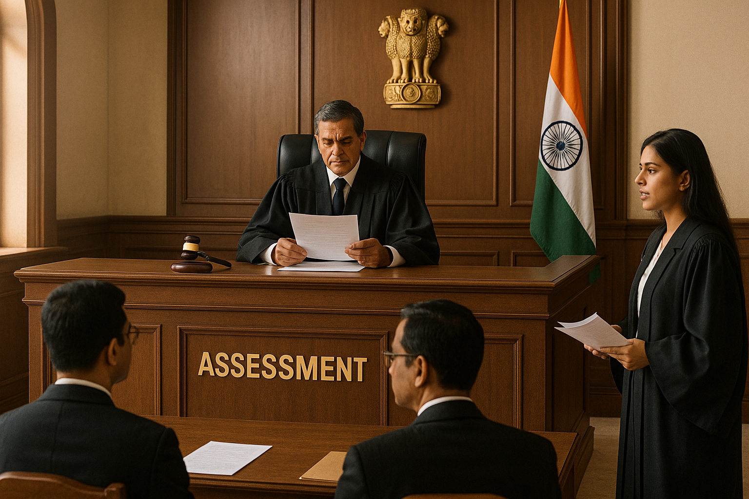Indian courtroom scene of Patna High Court decision on GST assessment dispute over turnover allocation