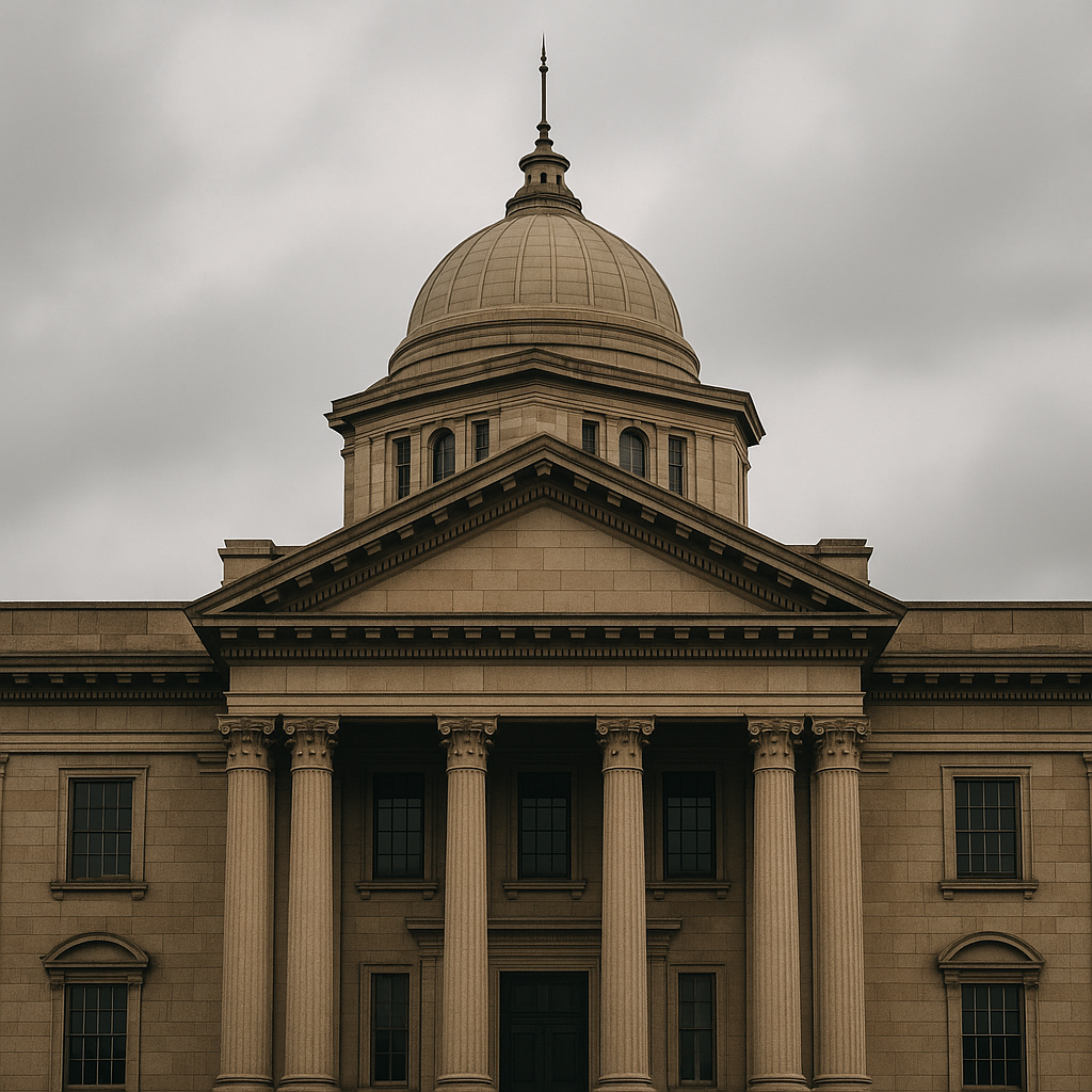 Neoclassical courthouse front symbolizing Patna High Court ruling on scheme-based employment rights.