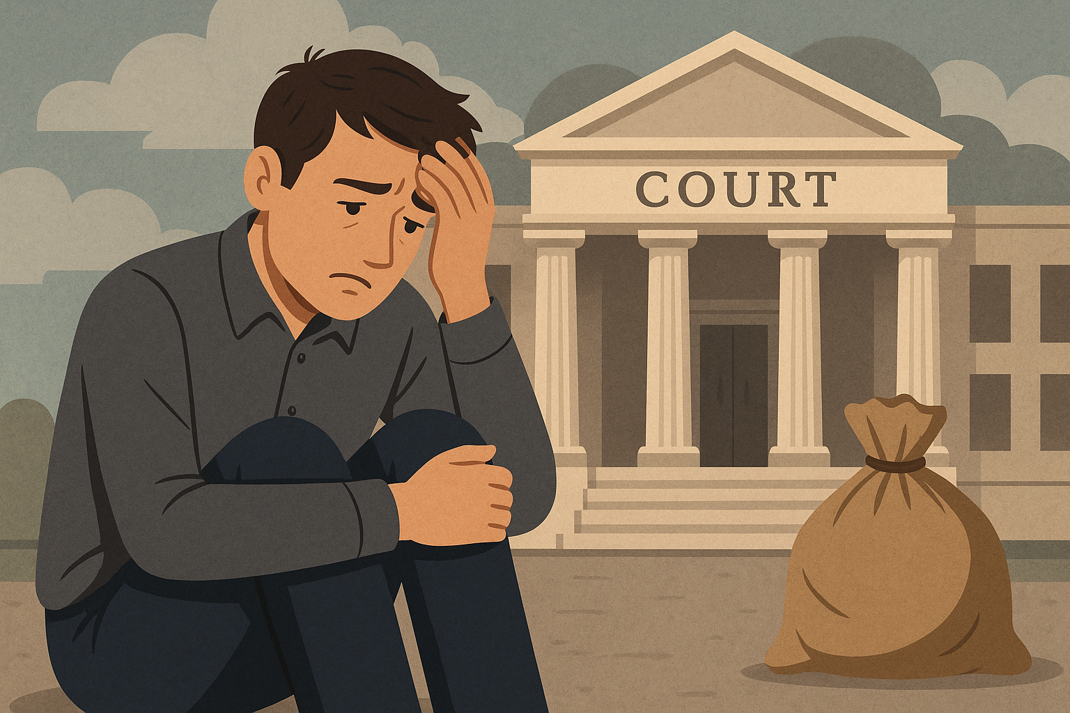 Illustration of distressed men near police vehicle, symbolizing Patna High Court acquittal in NDPS ganja case due to procedural lapses.