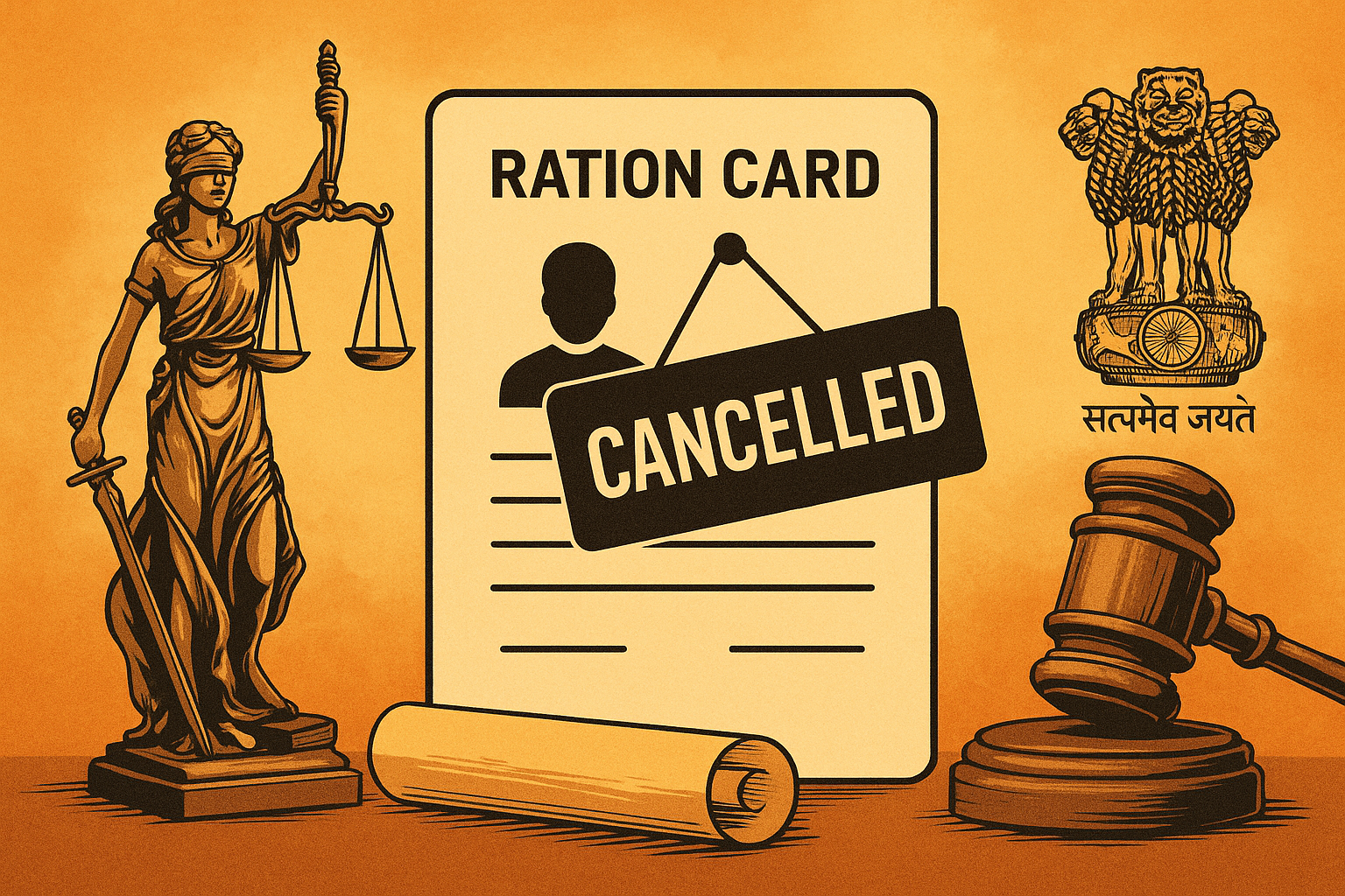 Illustration showing a fair price shop dealer facing cancellation notice under Bihar PDS scheme reviewed by Patna High Court