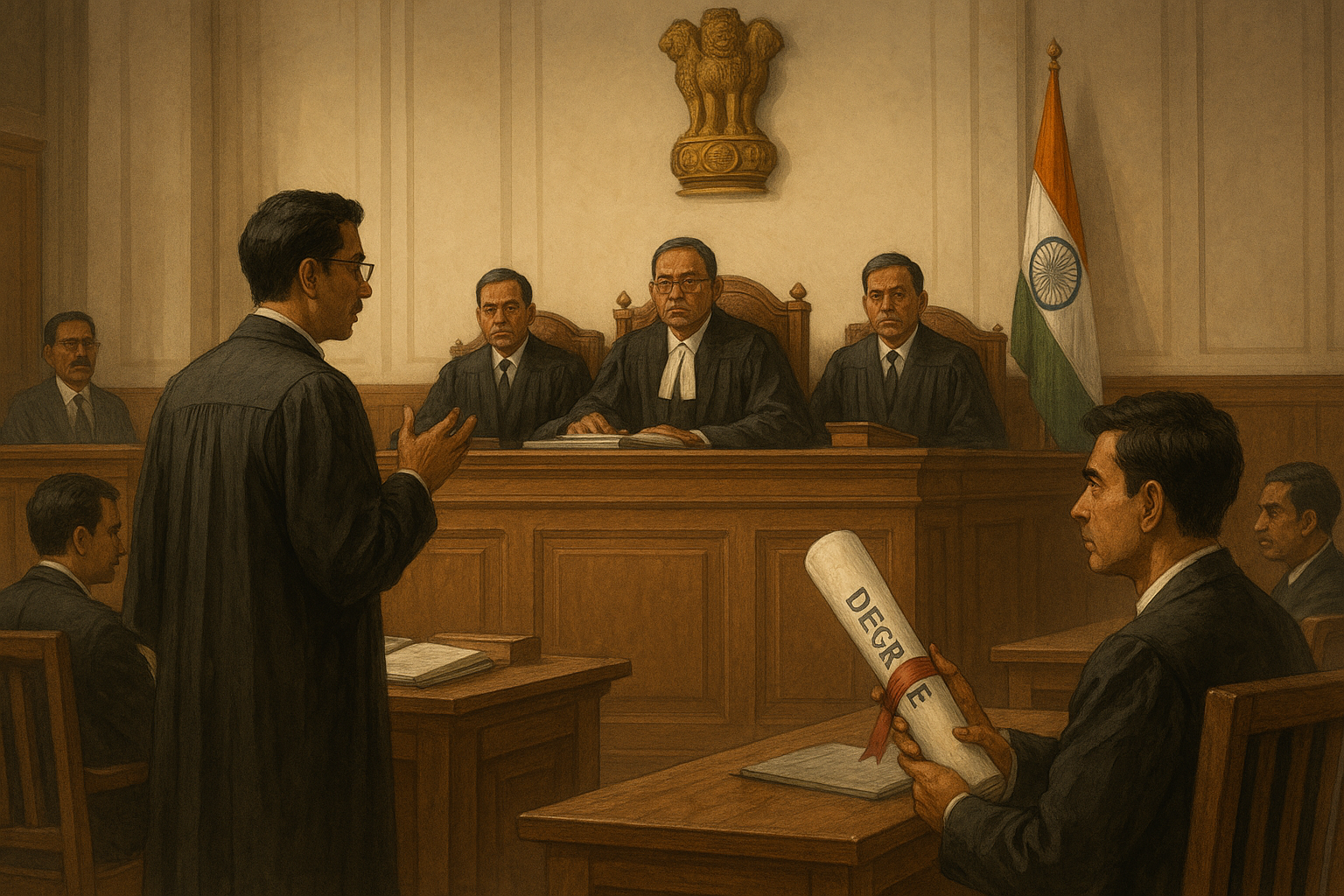 Bhartiya adalat ka drishya jahan patna high court me mhrm aur mba ki samakshata par tark-vitark ho raha hai