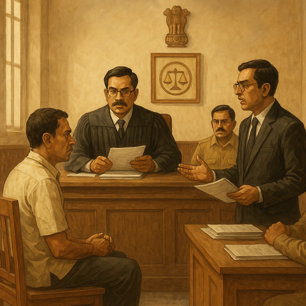 Realistic illustration of a departmental inquiry in Bihar government office decided by Patna High Court.
