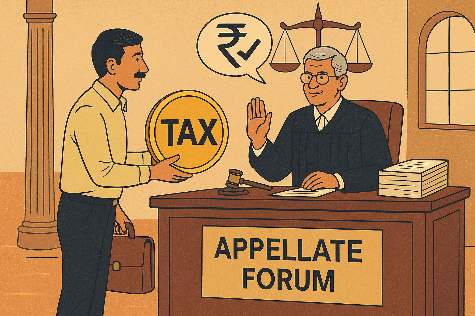 Illustration showing a taxpayer facing rejection of GST appeal due to delay under statutory limitation before Patna High Court