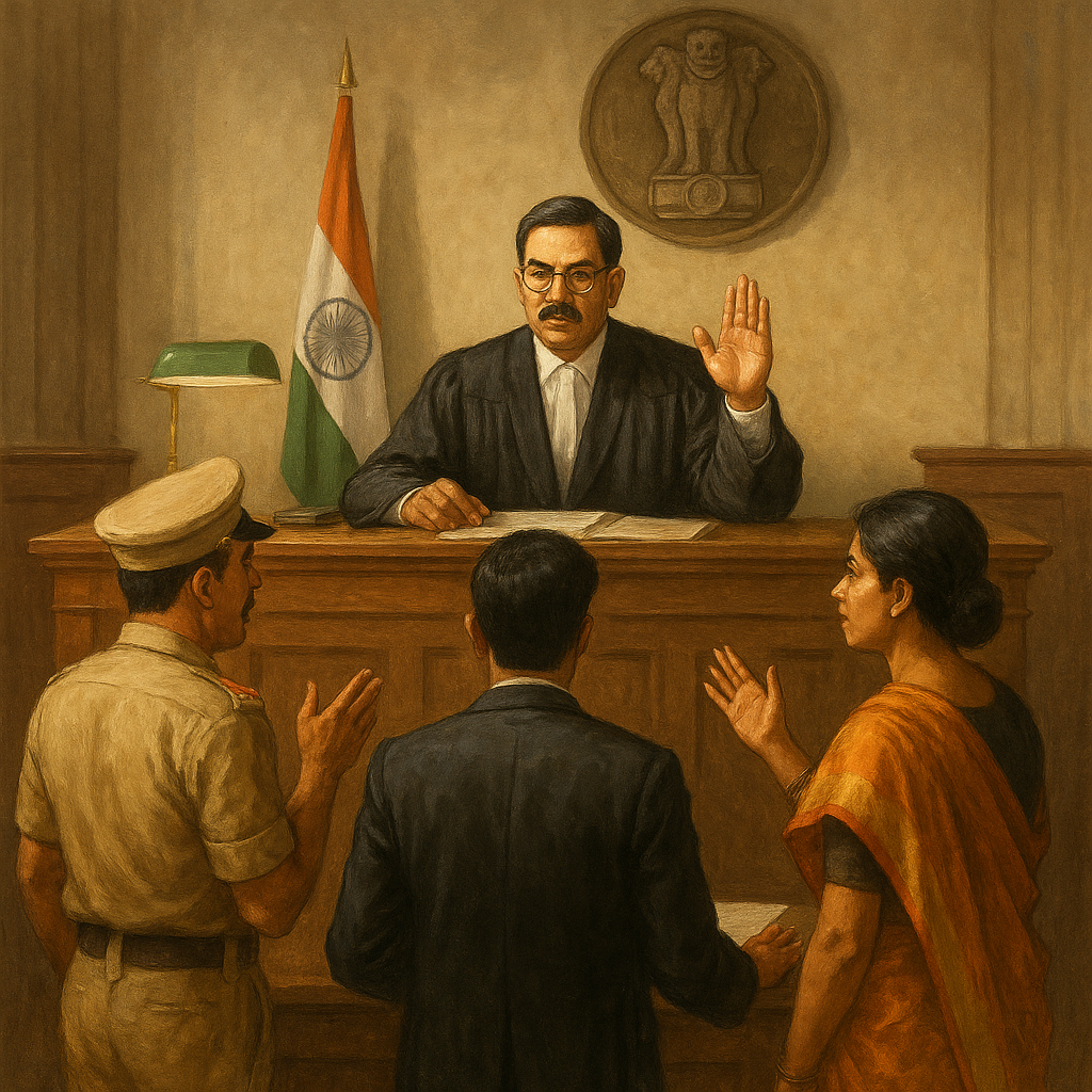 Indian courtroom scene showing a judge rejecting a public interest litigation on liquor prohibition policy