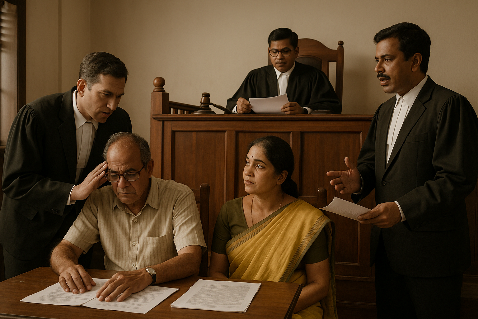 Indian courtroom illustration showing old civil dispute in Patna High Court, highlighting delay due to repeated expert requests.