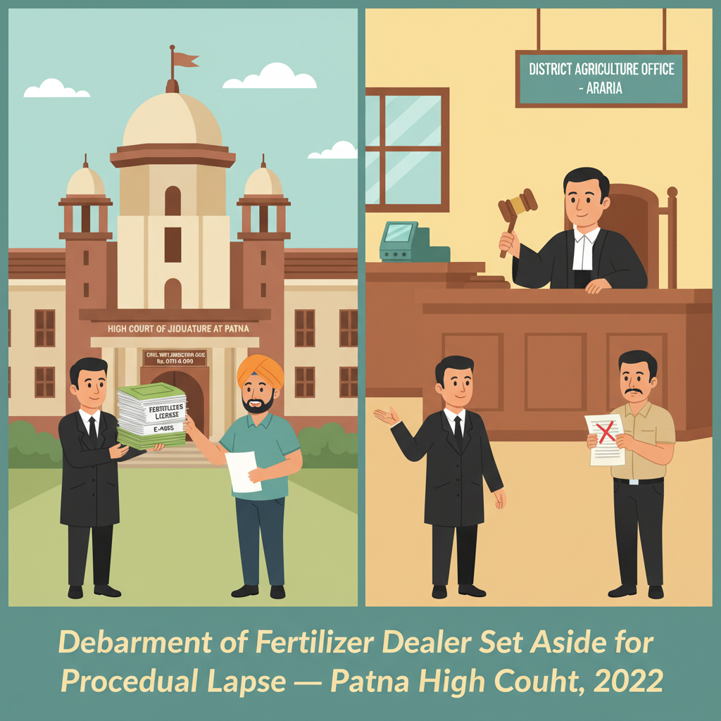 Interior view of Patna High Court during hearing on fertilizer dealer debarment.