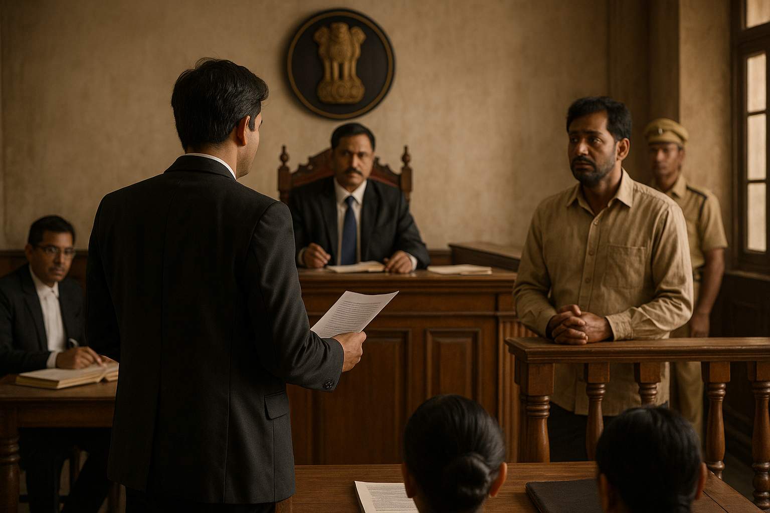 Inside an Indian courtroom where the judge hears a prosecution recall request under Section 311 CrPC, illustrating justice and fair trial issues in Bihar.