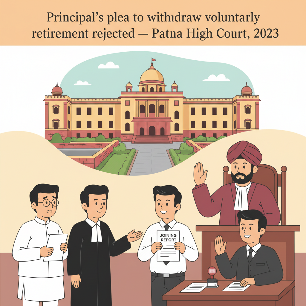 Illustration of Patna High Court examining a college principal’s voluntary retirement dispute Patna high court