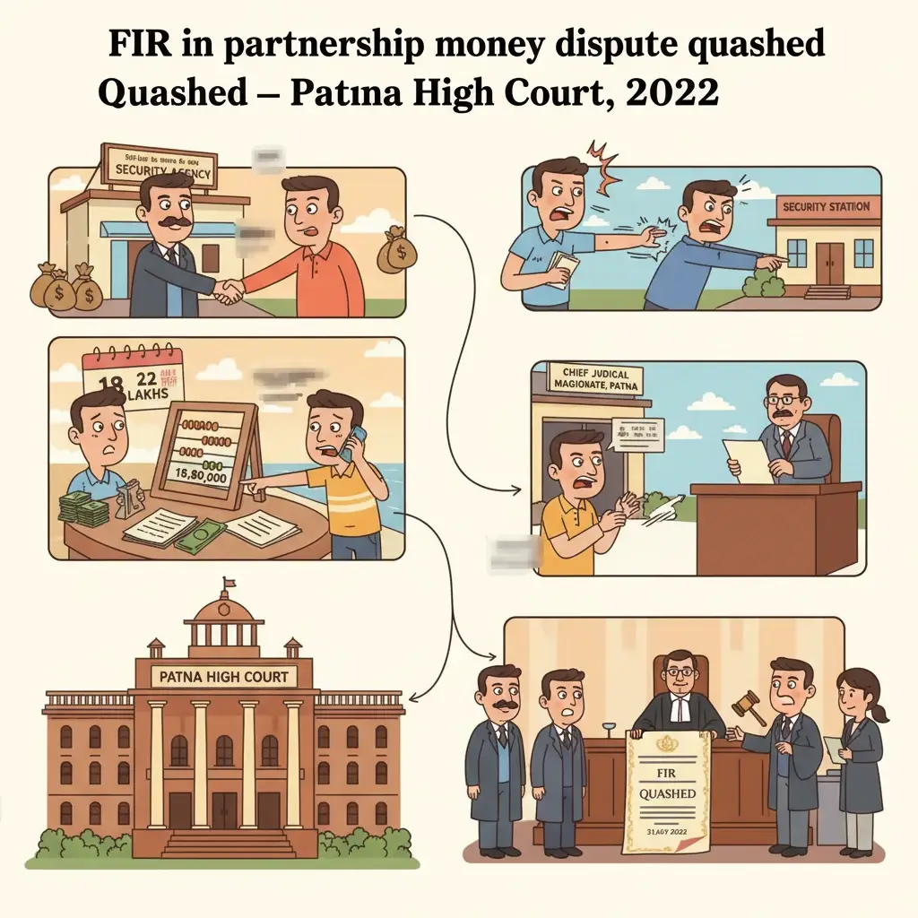 Illustration of Patna High Court examining an FIR arising from a partnership money dispute.