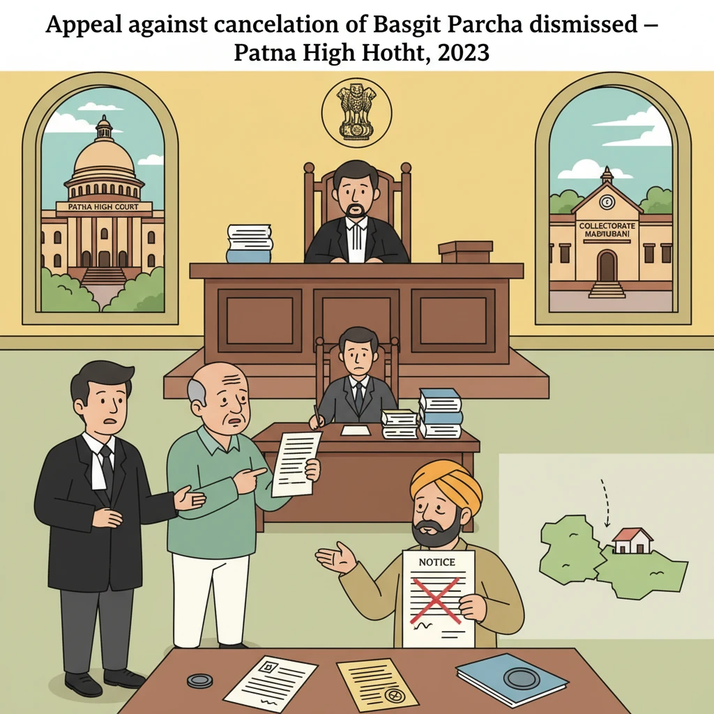 Patna High Court building illustrating a dispute over cancellation of Basgit Parcha on government land.