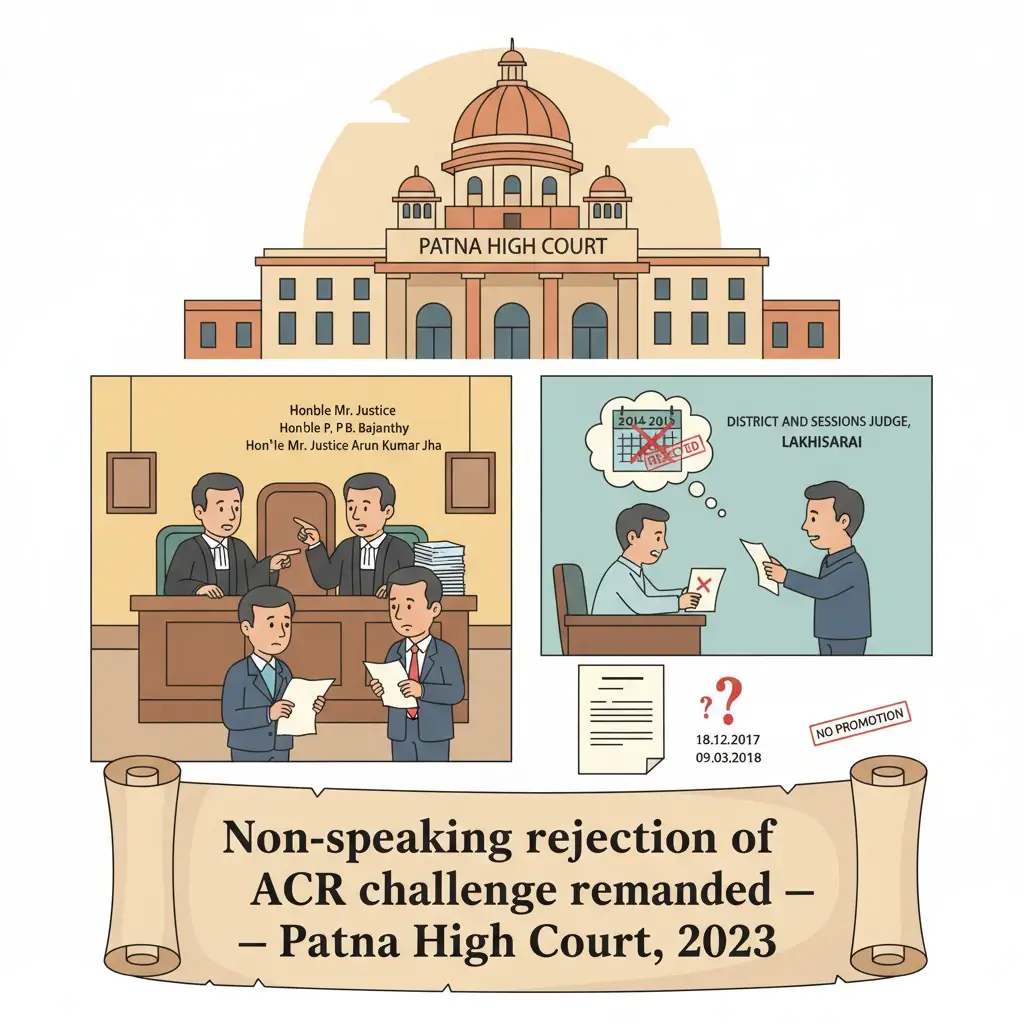 Inside view of Patna High Court during a service matter on adverse ACR remarks.