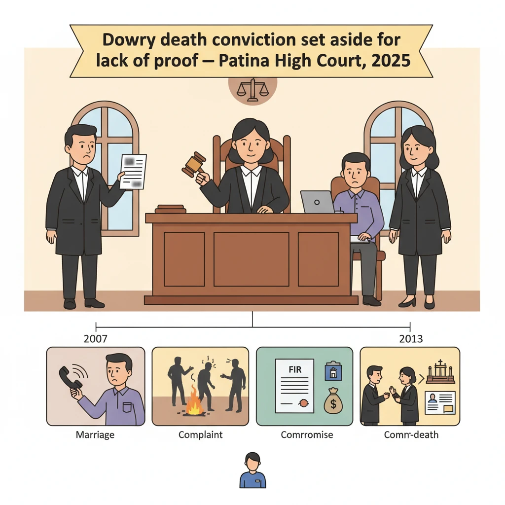 Illustration of Patna High Court building in a criminal dowry death appeal.
