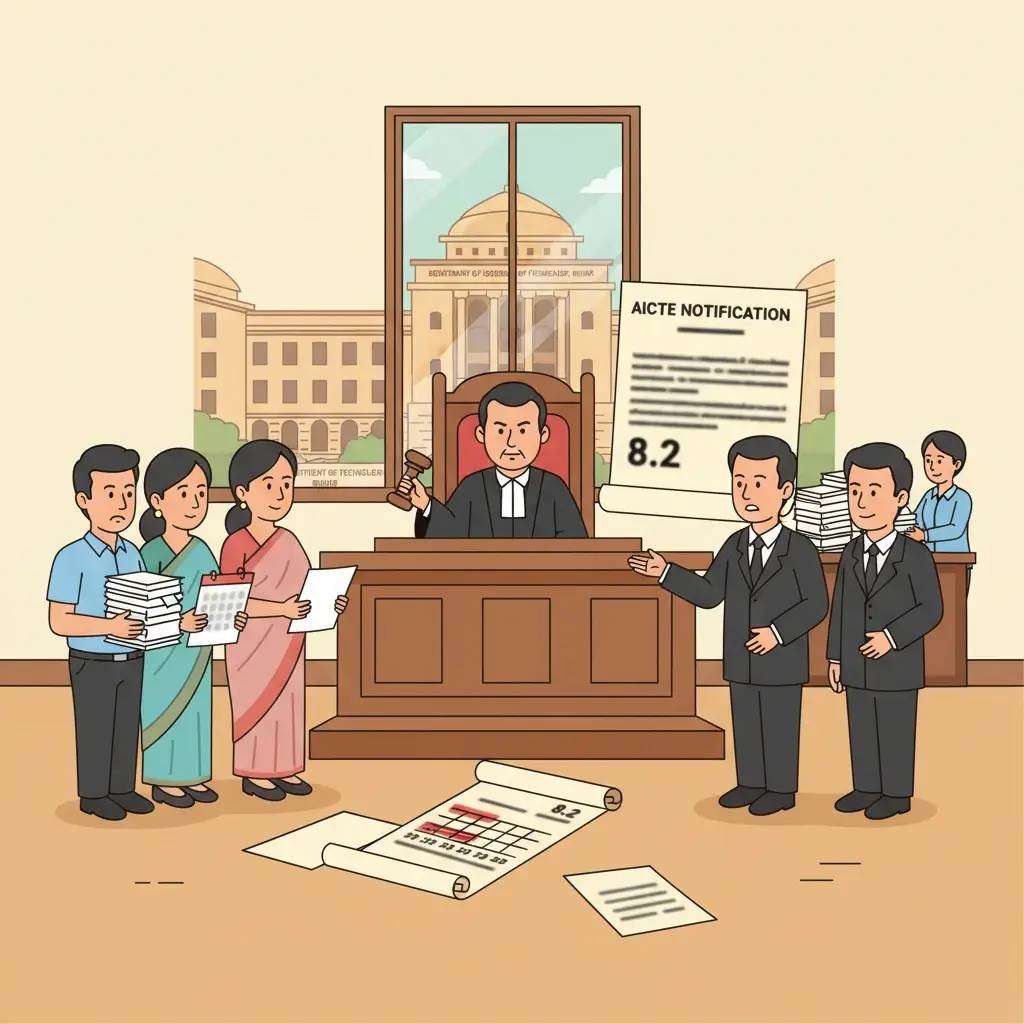 Illustration of Patna High Court building in a service promotion dispute.
