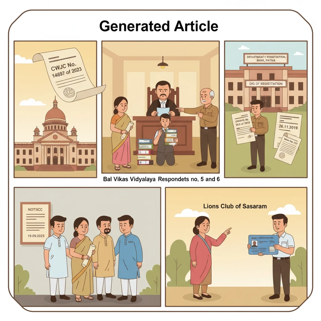 Illustration of Patna High Court examining a dispute over elections in a school society.