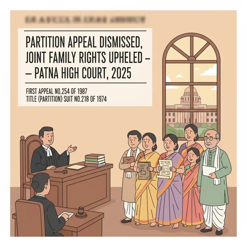 Illustration of Patna High Court building symbolising a family partition dispute decision.