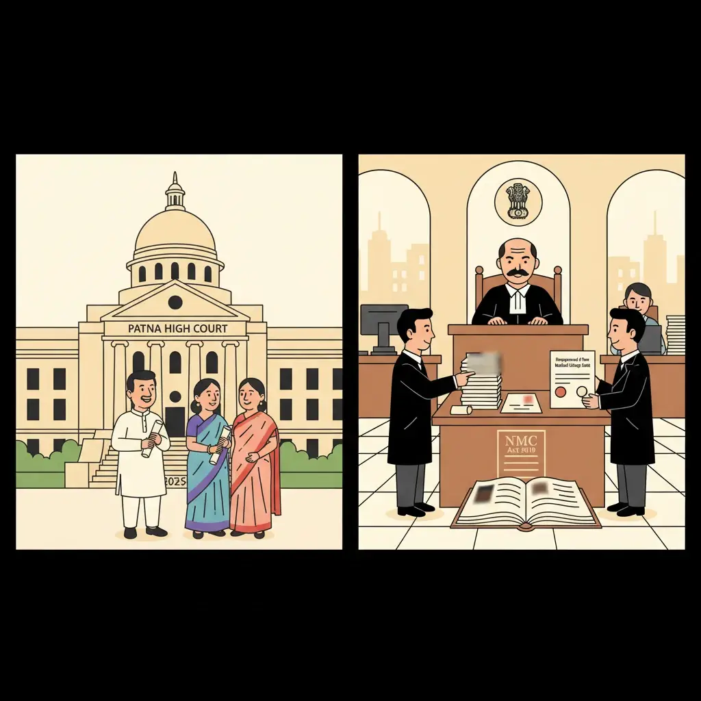 View of a courtroom representing Patna High Court reviewing medical college permission decisions.