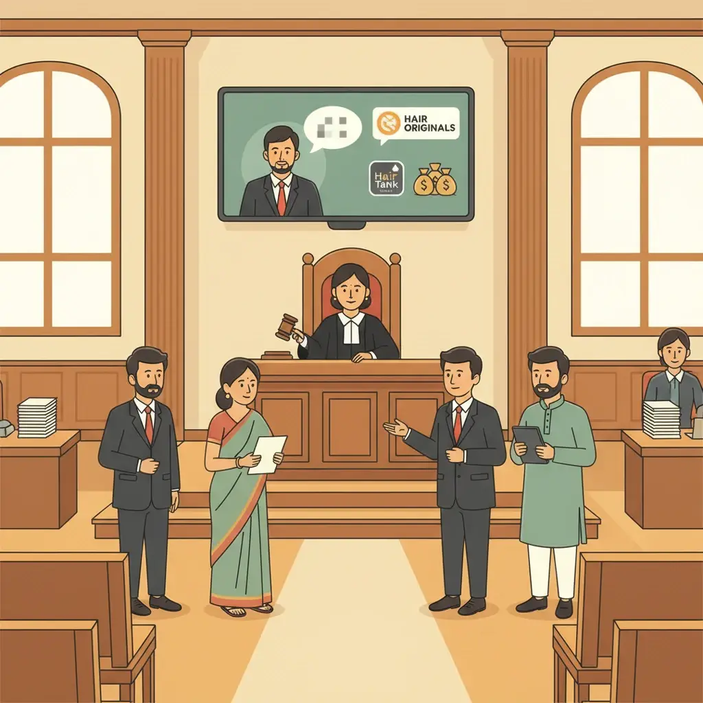 Illustration of a Patna High Court maintenance dispute being heard in a courtroom setting.