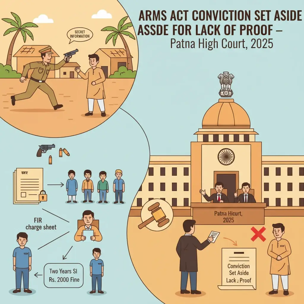 Illustration of Patna High Court building in an Arms Act criminal revision case