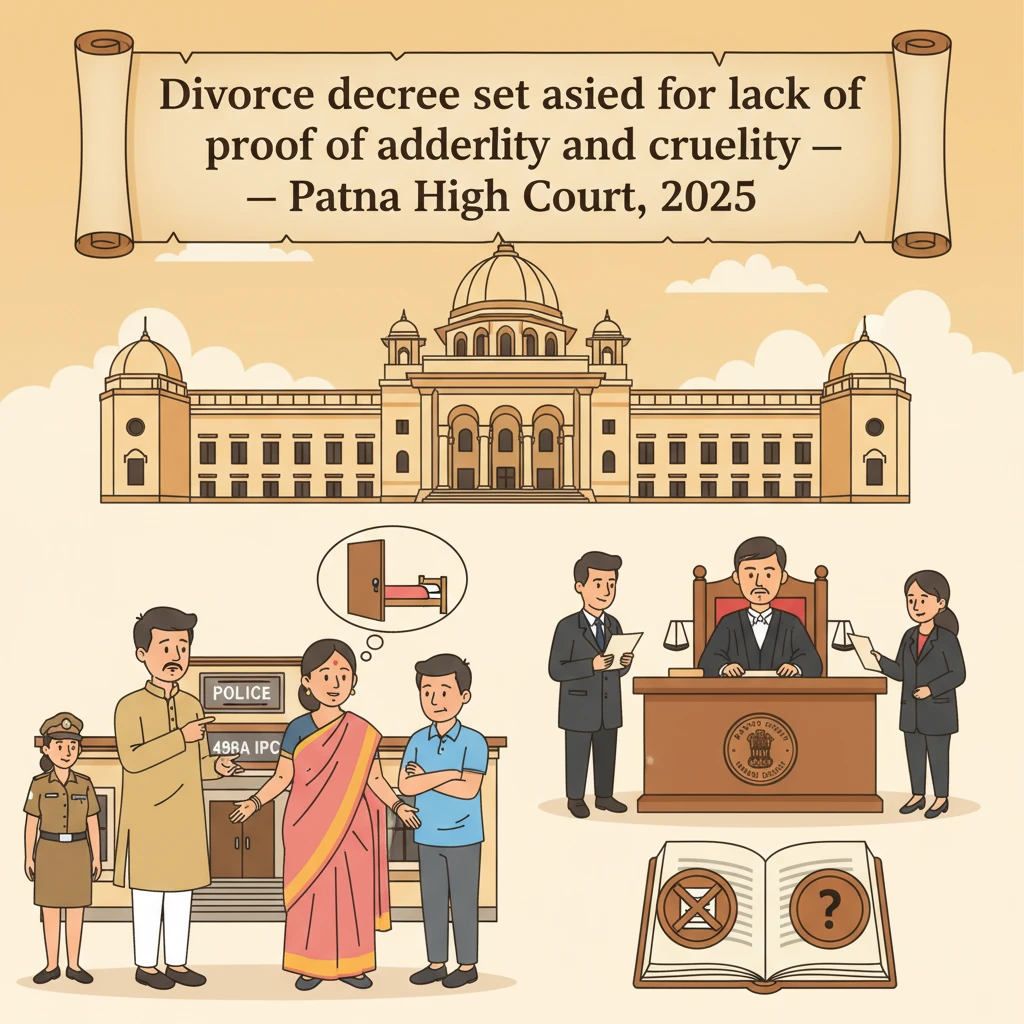 Illustration of a Patna High Court bench hearing a matrimonial dispute on divorce and maintenance.