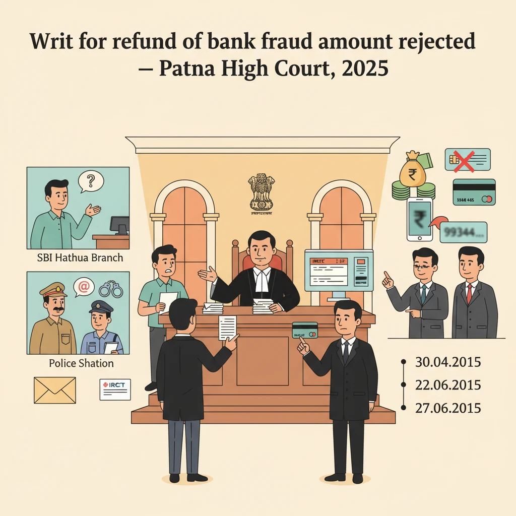 Courtroom illustration showing judges examining a disputed online banking fraud case.