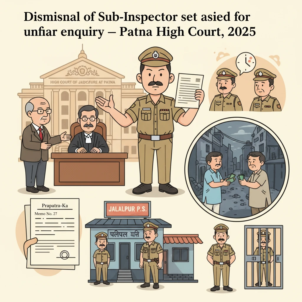 Illustration of Patna High Court reviewing a police dismissal in a vigilance trap case