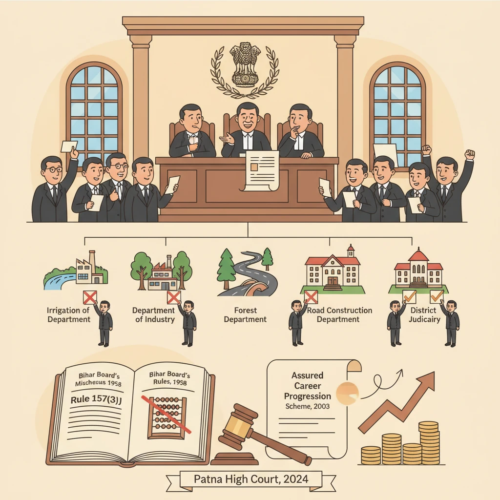 Inside view of Patna High Court during a service law hearing on ACP benefits.