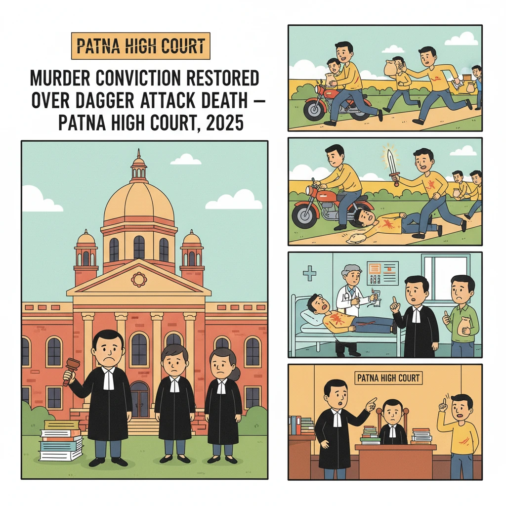 Illustration of Patna High Court examining a village stabbing case leading to a murder conviction.