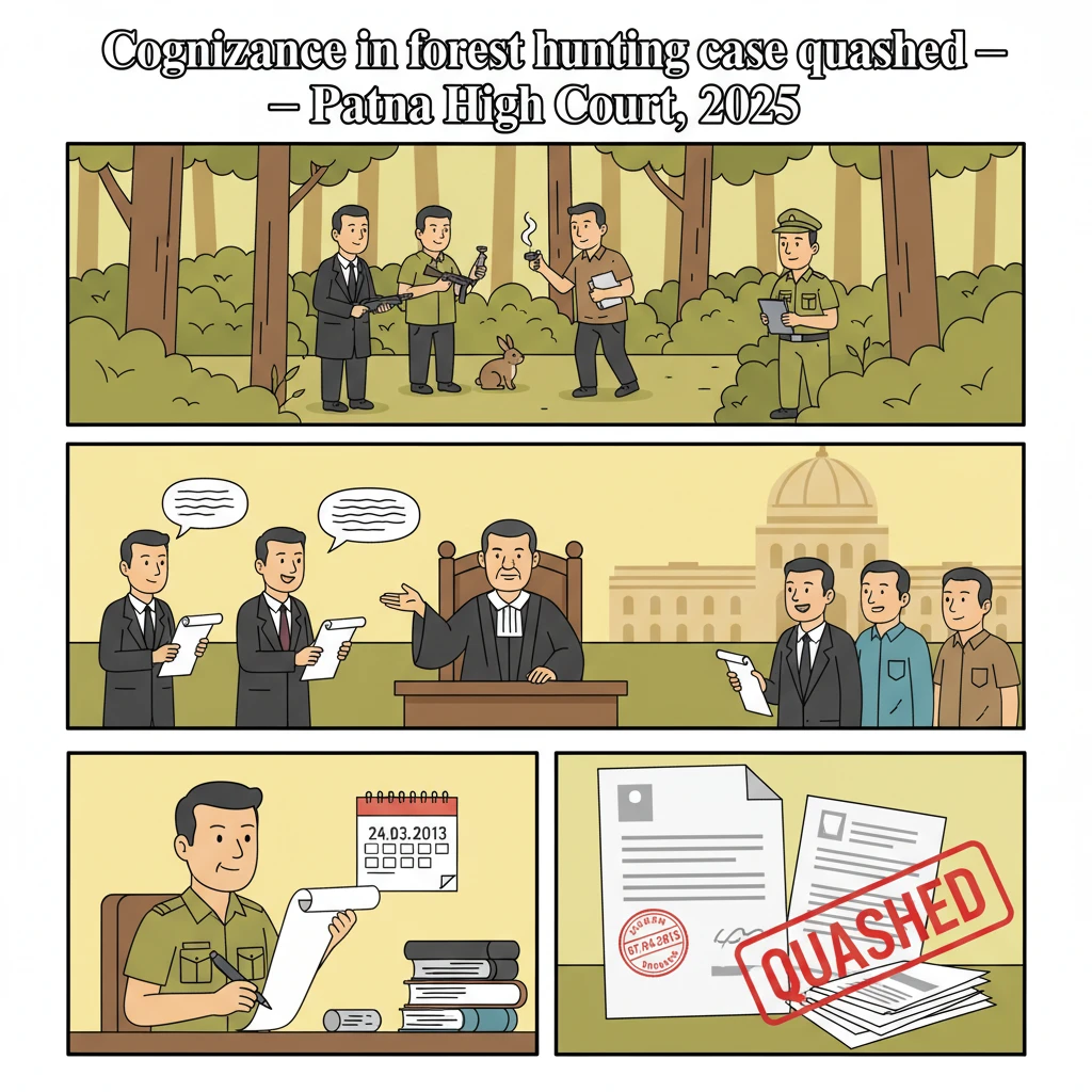 Illustration of the Patna High Court reviewing a wildlife hunting prosecution.