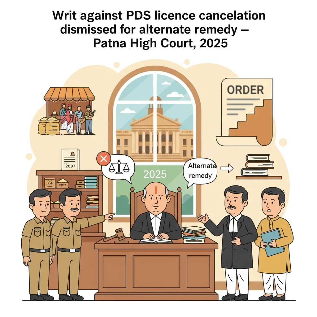 Illustration of Patna High Court reviewing a PDS fair price shop licence dispute.