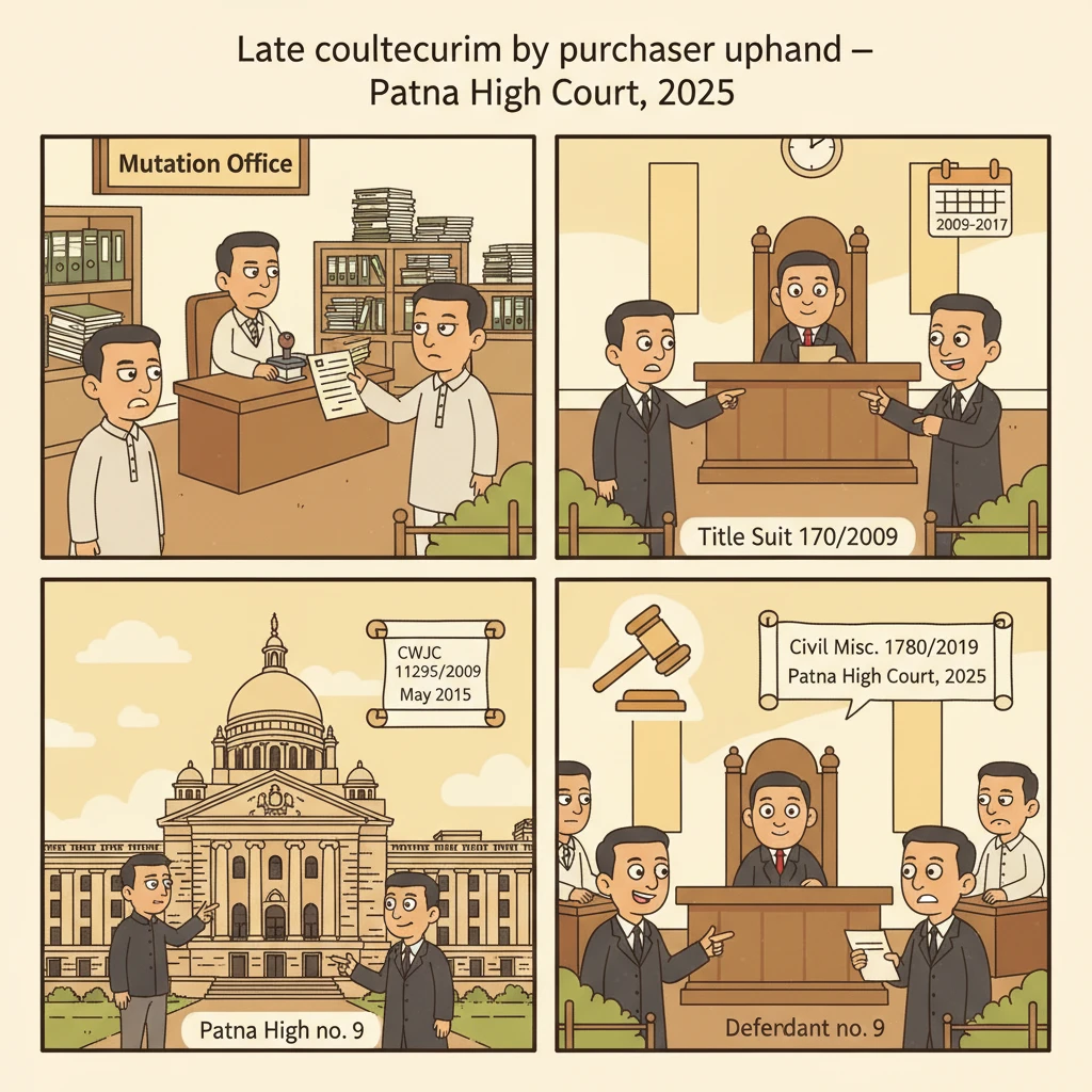 Civil court hearing on a land title dispute with a late counterclaim