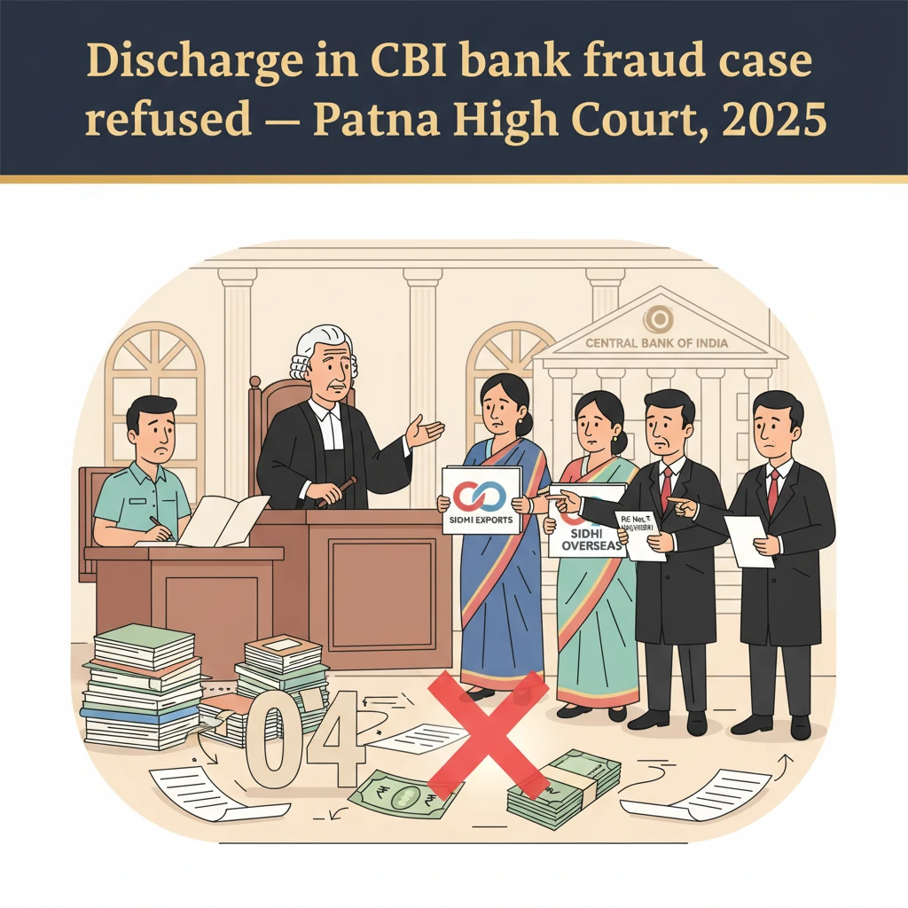 Illustration of Patna High Court hearing a CBI bank fraud and loan misuse case.