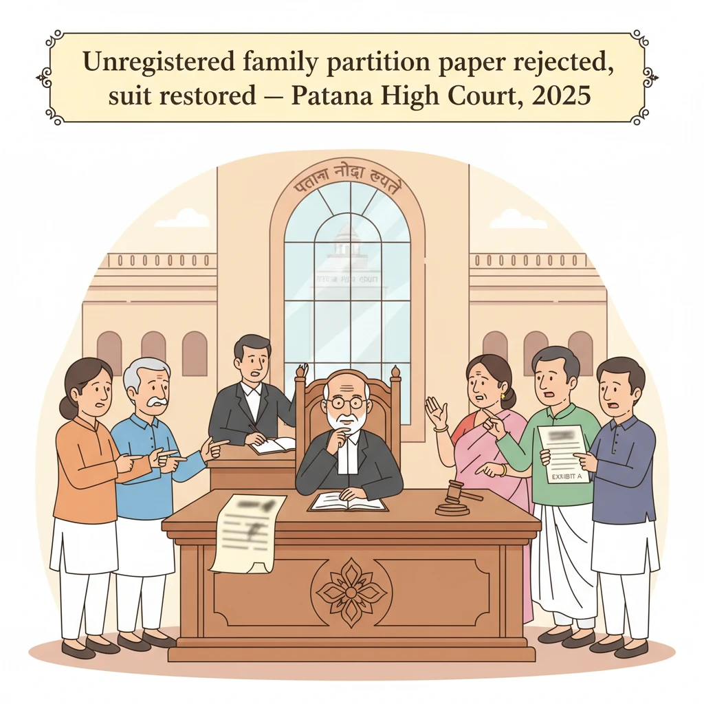 Interior view of the Patna High Court during a family land partition dispute hearing.