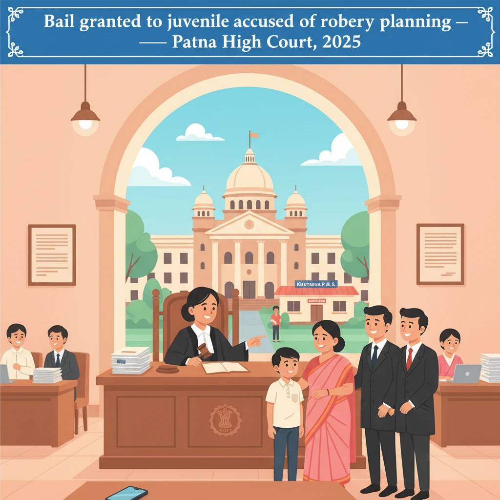 Illustration of Patna High Court hearing a juvenile bail revision case.