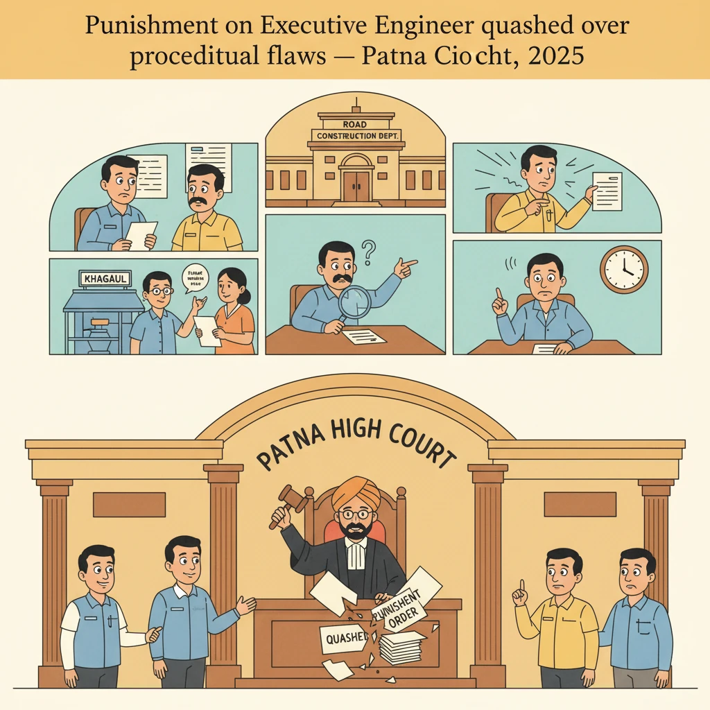 Interior view of Patna High Court during hearing of a service disciplinary case.