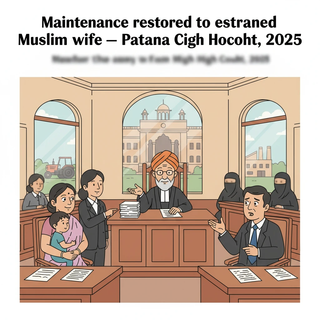 Courtroom illustration showing maintenance dispute of Muslim wife and child before Patna High Court