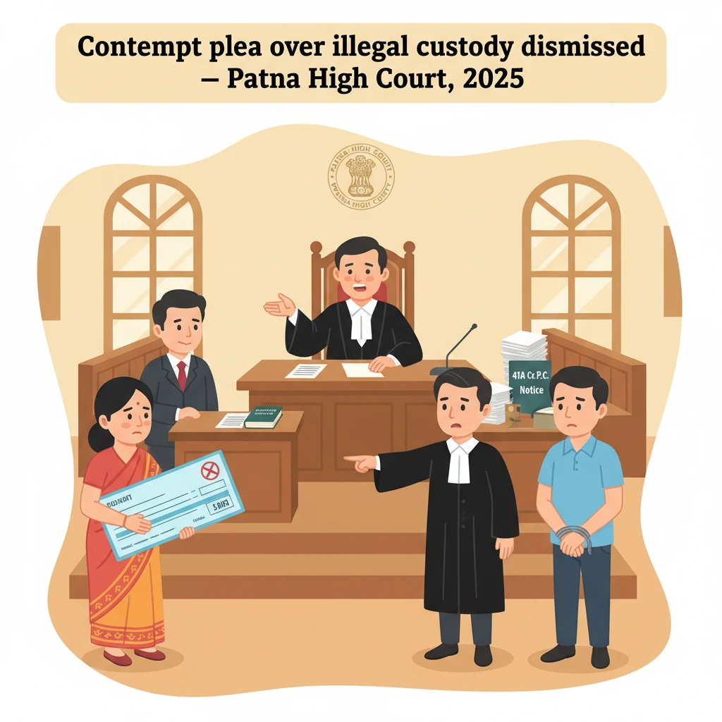 A courtroom scene at the Patna High Court focusing on arrest and remand procedures.