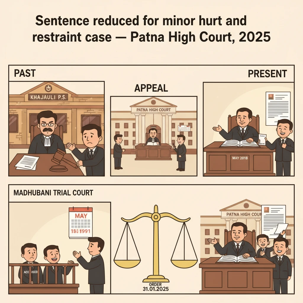 Illustration of Patna High Court hearing a criminal revision on sentence reduction.