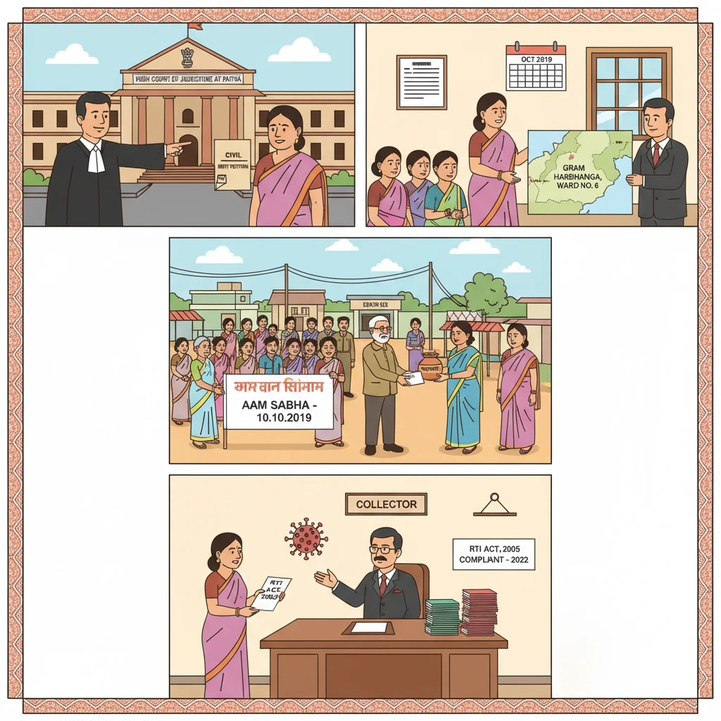 Illustration of Patna High Court examining a dispute over Anganwadi Sevika selection in Bihar.