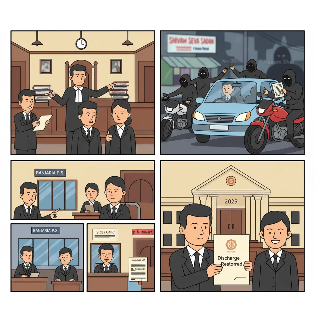Illustration of the Patna High Court examining a criminal discharge petition in an extortion case