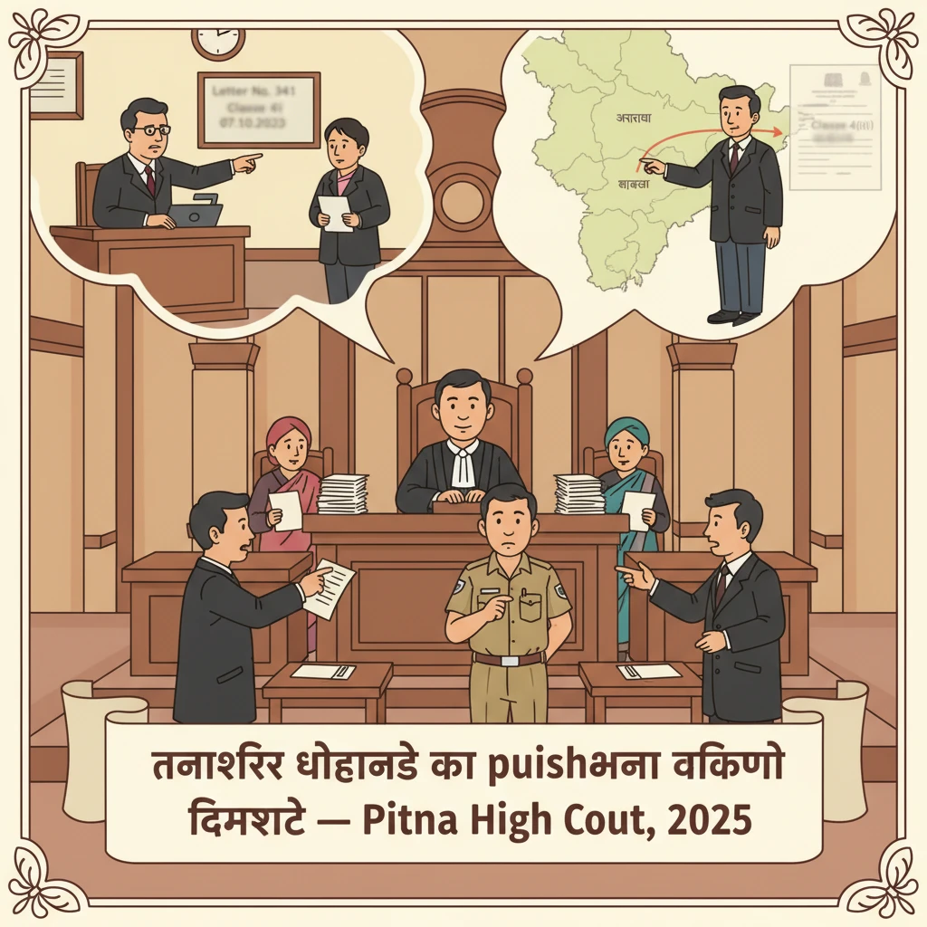 Courtroom illustration symbolising Patna High Court decision on government employee transfer.