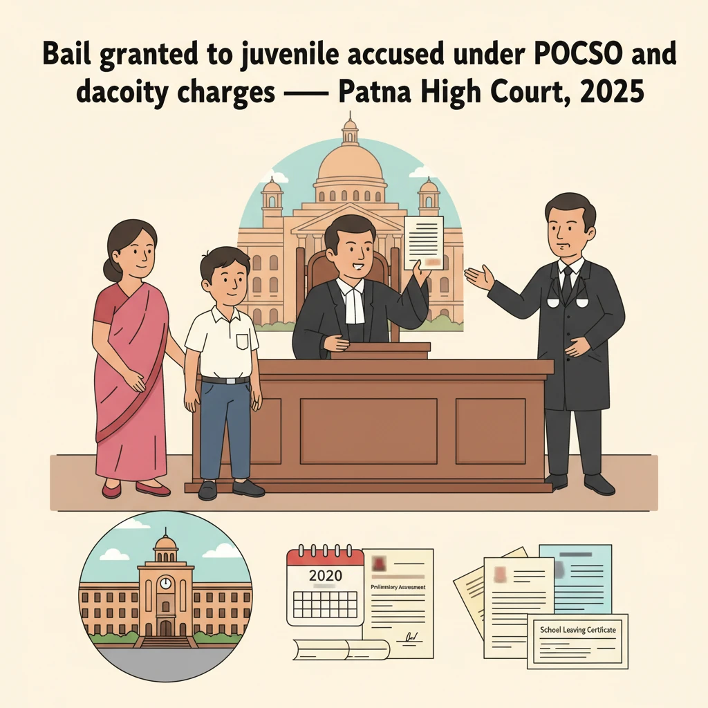 Courtroom setting in Patna depicting a juvenile bail hearing under the Juvenile Justice Act.