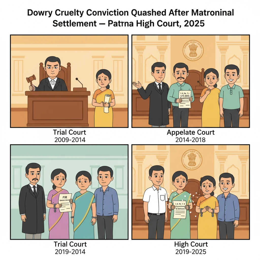 Illustration of the Patna High Court building in a matrimonial dowry dispute case.
